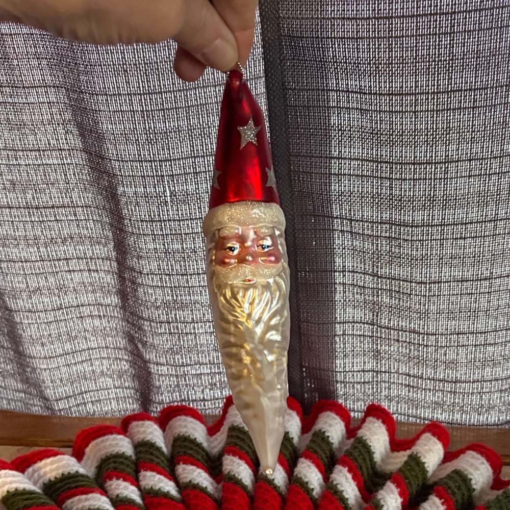 Vintage Dept 56 Hand Painted 12” Mercury Glass Santa Crescent Moon